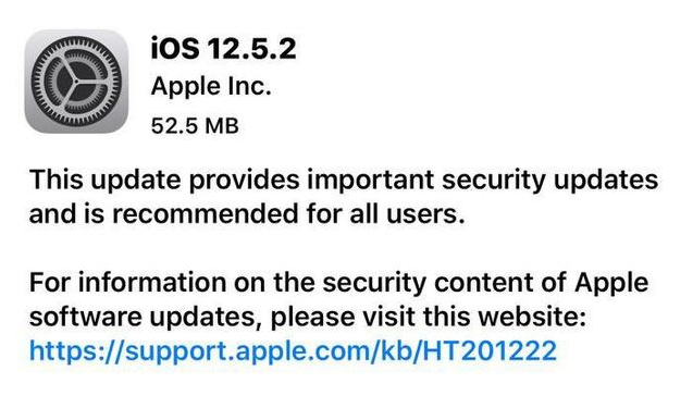 虎林苹果手机维修分享iOS12.5.2发布，建议所有老苹果用户安装 